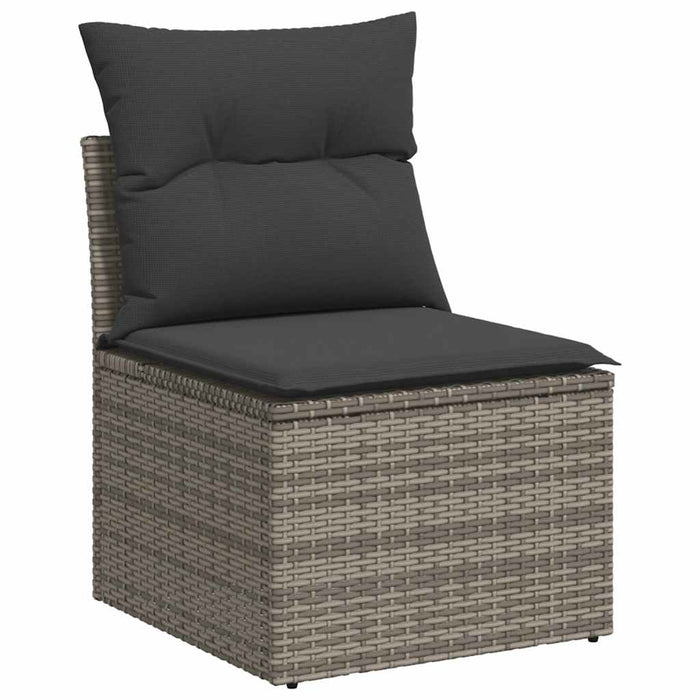 Set mobilier grădină cu perne, 6 piese, gri, poliratan WALTI