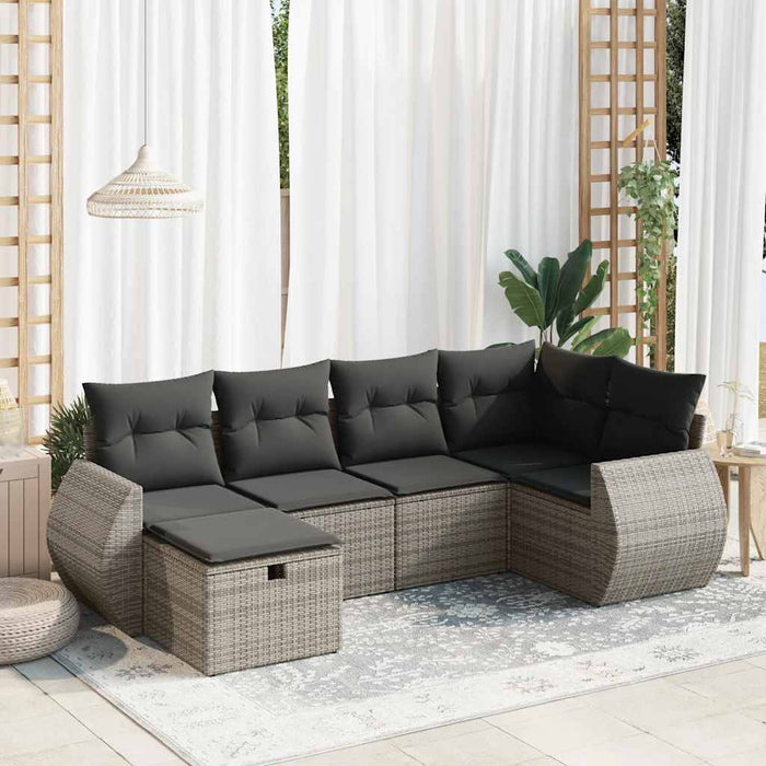 Set mobilier grădină cu perne, 6 piese, gri, poliratan WALTI