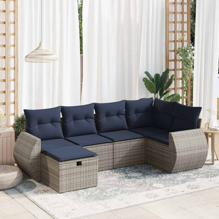 Set mobilier grădină cu perne, 6 piese, gri, poliratan - WALTI WALTI
