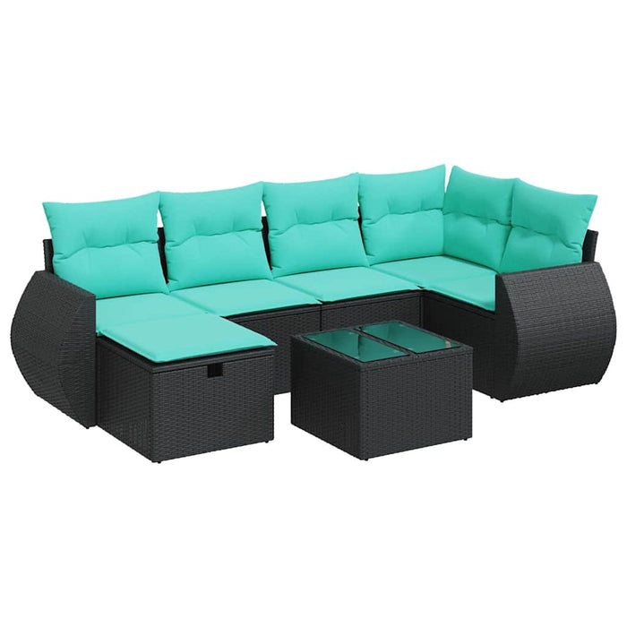 Set canapele de grădină cu perne, 7 piese, negru, poliratan - WALTI WALTI