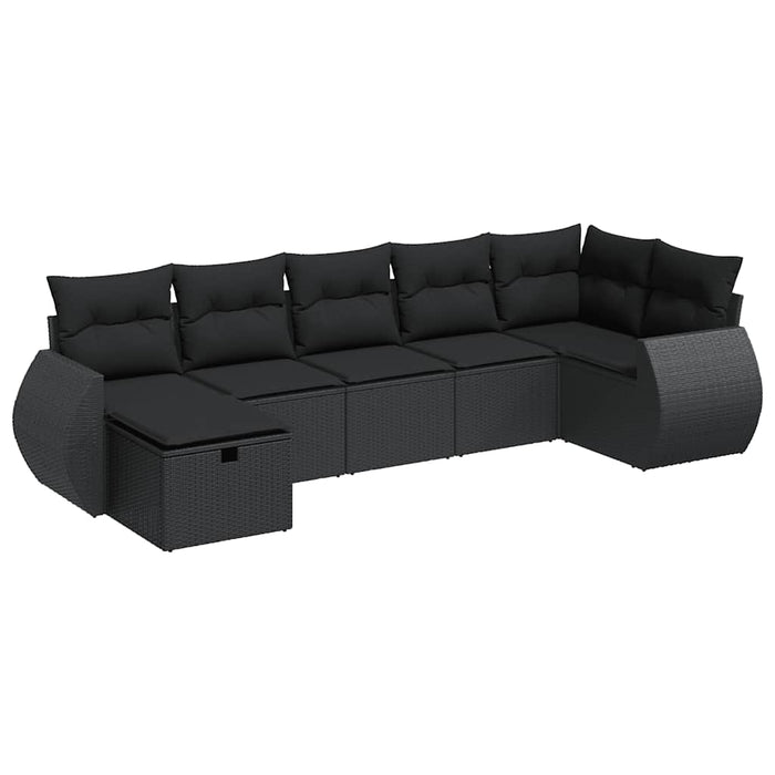 Set canapele de grădină cu perne, 7 piese, negru, poliratan - WALTI WALTI
