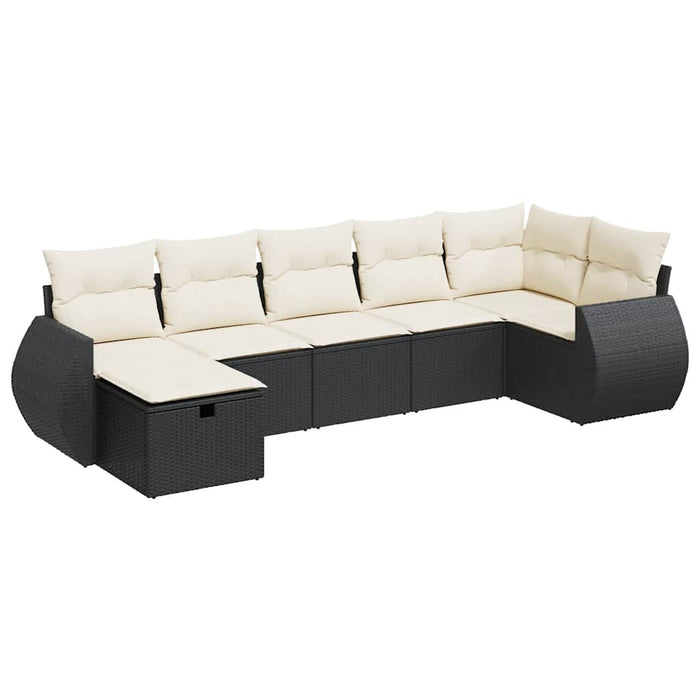 Set canapele de grădină cu perne, 7 piese, negru, poliratan - WALTI WALTI