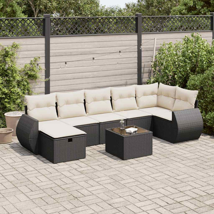 Set mobilier de grădină cu perne, 8 piese, negru, poliratan - WALTI WALTI