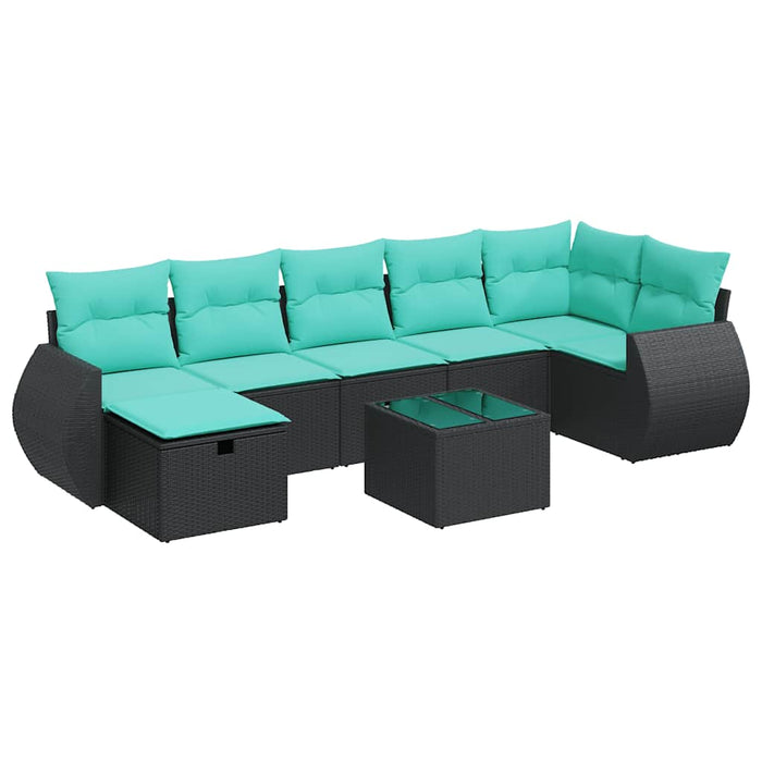 Set mobilier de grădină cu perne, 8 piese, negru, poliratan - WALTI WALTI