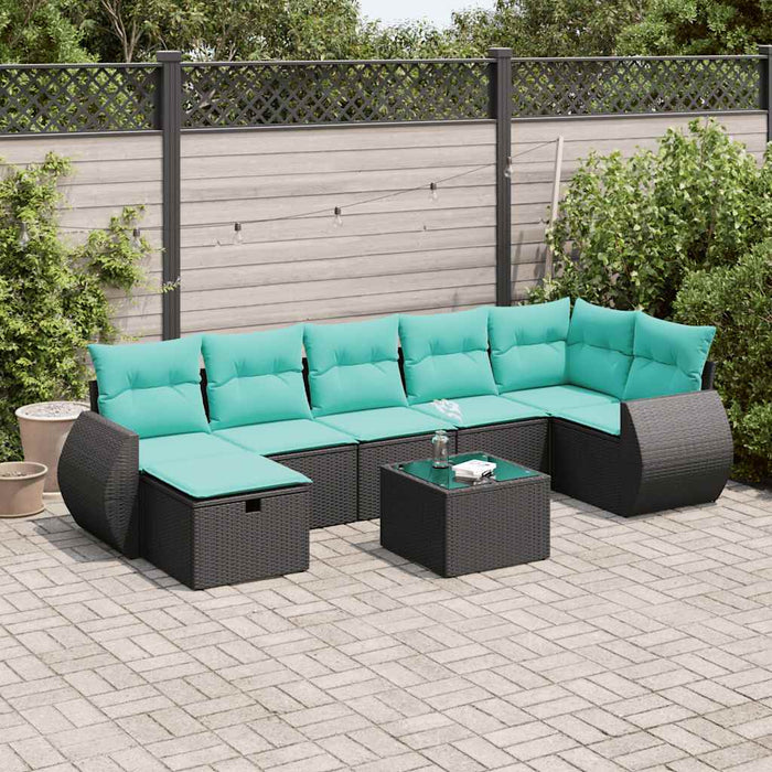 Set mobilier de grădină cu perne, 8 piese, negru, poliratan - WALTI WALTI