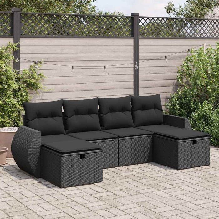 Set mobilier de grădină cu perne, 6 piese, negru, poliratan - WALTI WALTI