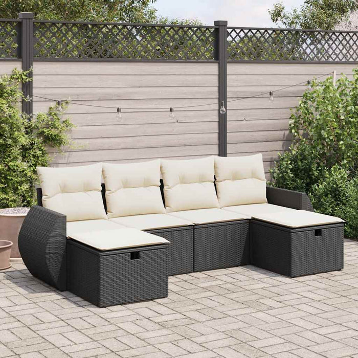 Set mobilier de grădină cu perne, 6 piese, negru, poliratan - WALTI WALTI