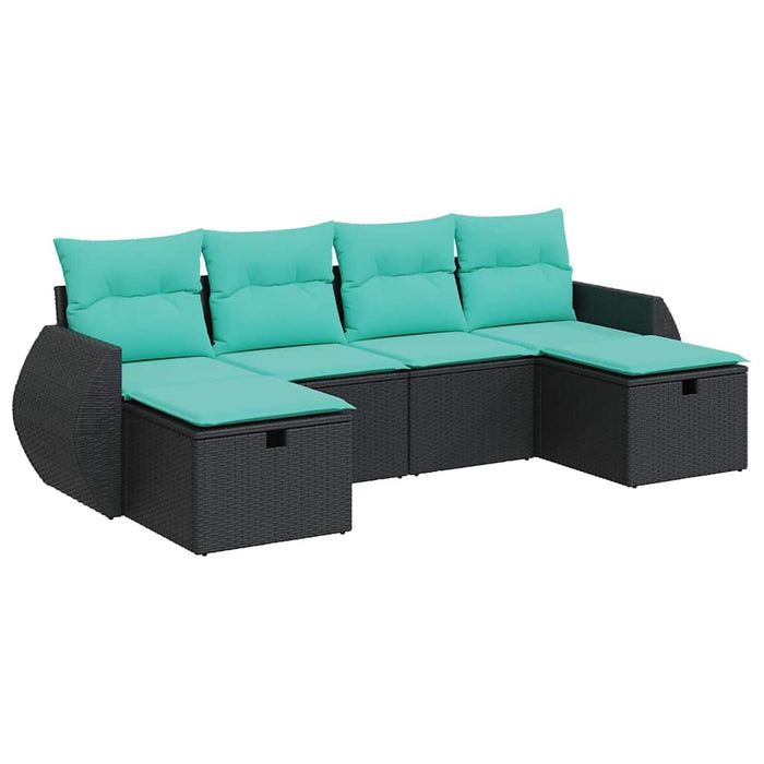 Set mobilier de grădină cu perne, 6 piese, negru, poliratan - WALTI WALTI