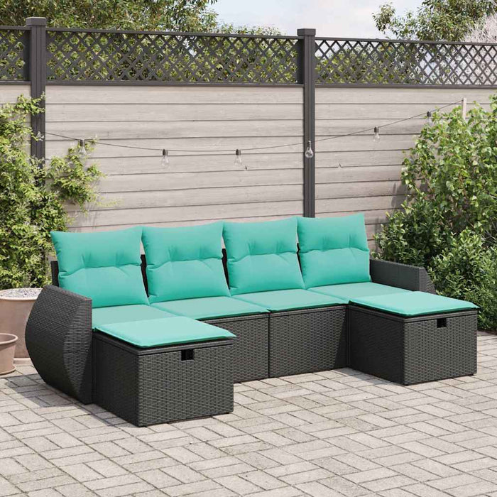 Set mobilier de grădină cu perne, 6 piese, negru, poliratan - WALTI WALTI