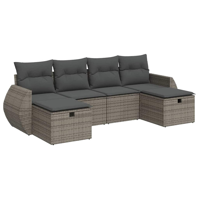Set mobilier grădină cu perne, 6 piese, gri, poliratan - WALTI WALTI