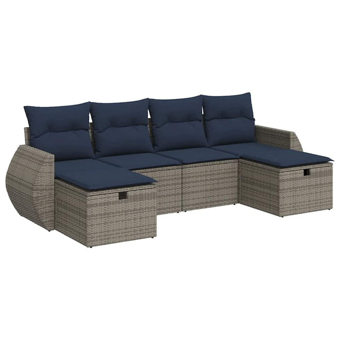 Set mobilier grădină cu perne, 6 piese, gri, poliratan - WALTI WALTI