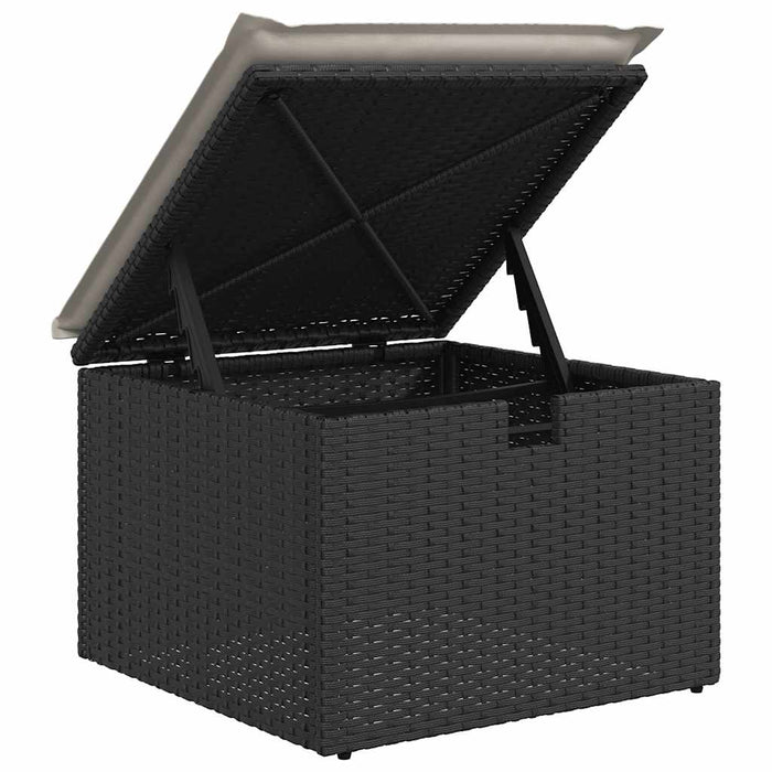 Set mobilier de grădină cu perne, 8 piese, negru, poliratan WALTI