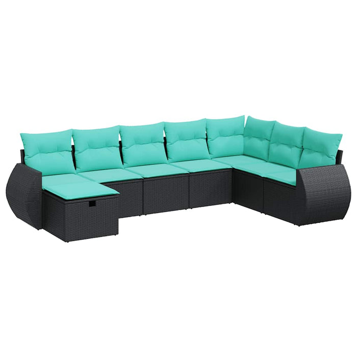 Set mobilier de grădină cu perne, 8 piese, negru, poliratan - WALTI WALTI