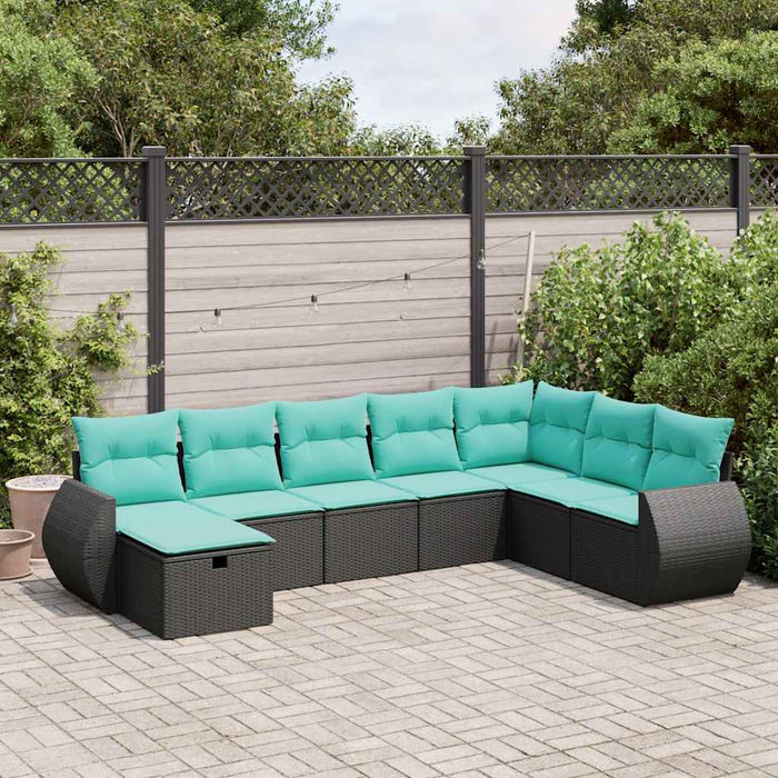 Set mobilier de grădină cu perne, 8 piese, negru, poliratan - WALTI WALTI