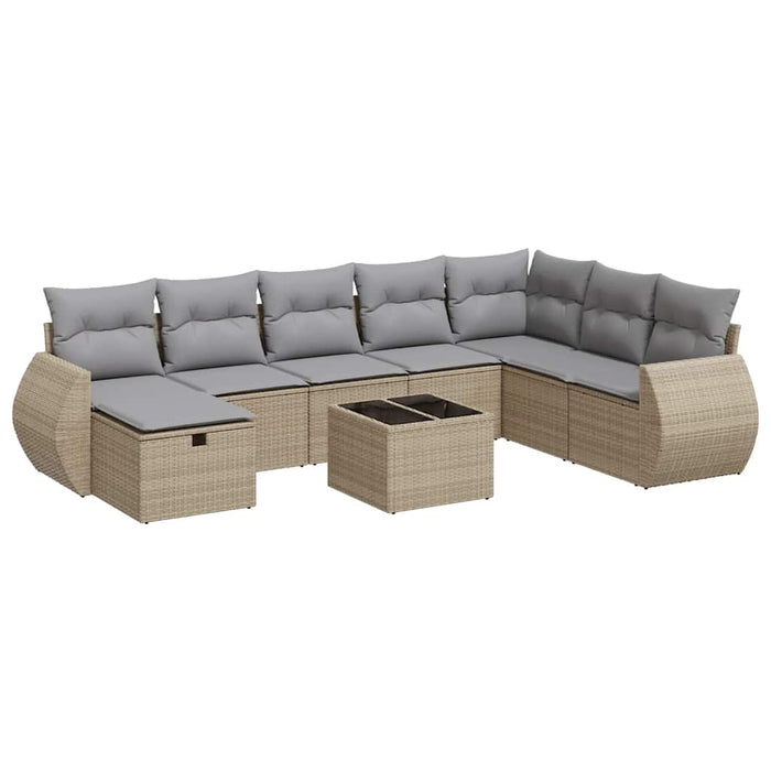 Set canapele de grădină, 9 piese, cu perne, bej, poliratan - WALTI WALTI