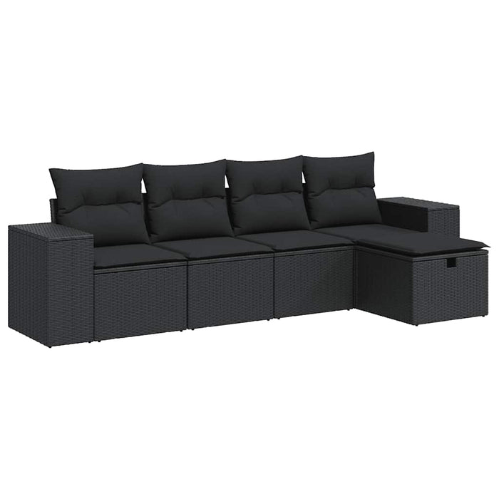Set mobilier de grădină cu perne, 5 piese, negru, poliratan - WALTI WALTI