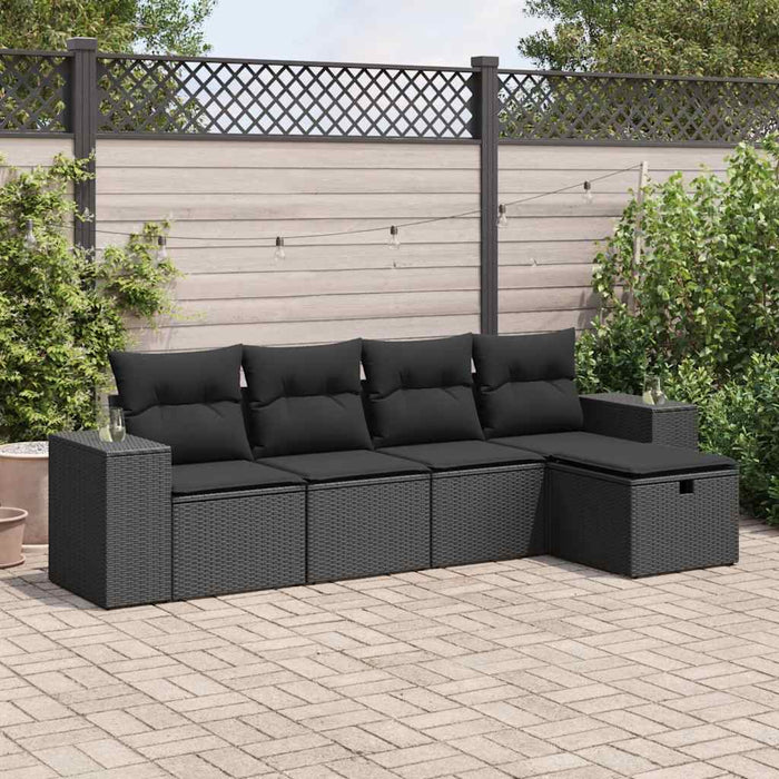 Set mobilier de grădină cu perne, 5 piese, negru, poliratan - WALTI WALTI