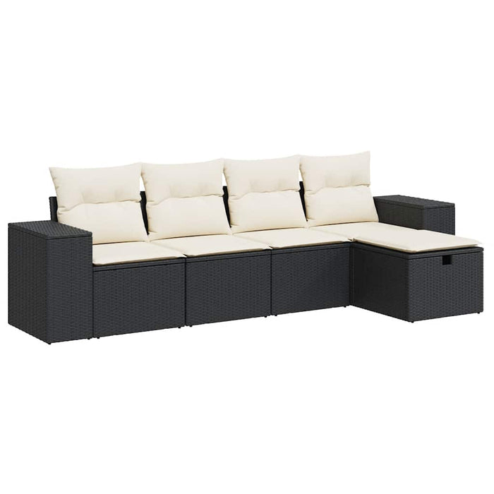 Set mobilier de grădină cu perne, 5 piese, negru, poliratan - WALTI WALTI