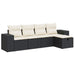 Set mobilier de grădină cu perne, 5 piese, negru, poliratan - WALTI WALTI