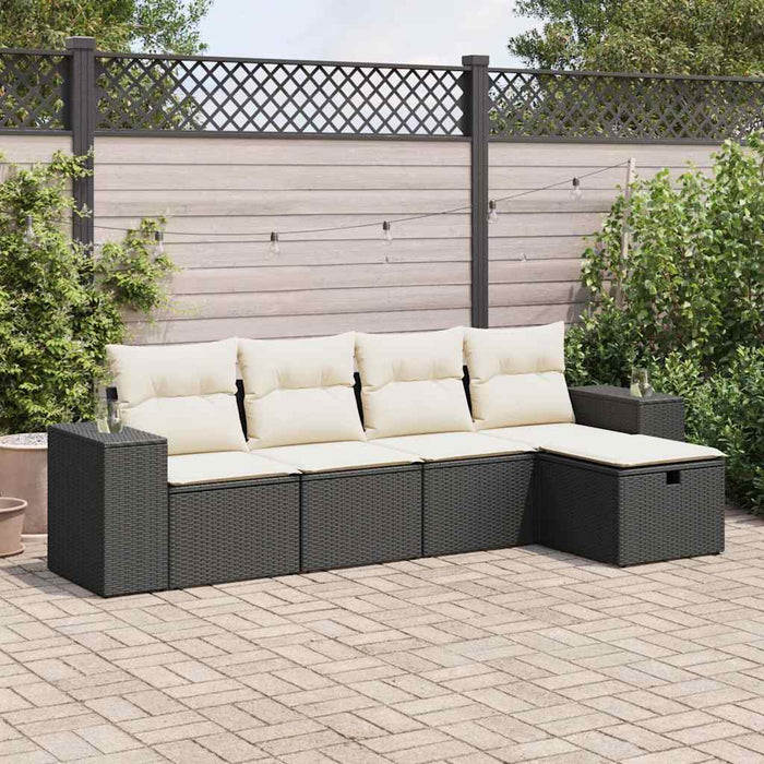 Set mobilier de grădină cu perne, 5 piese, negru, poliratan - WALTI WALTI