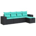 Set mobilier de grădină cu perne, 5 piese, negru, poliratan - WALTI WALTI