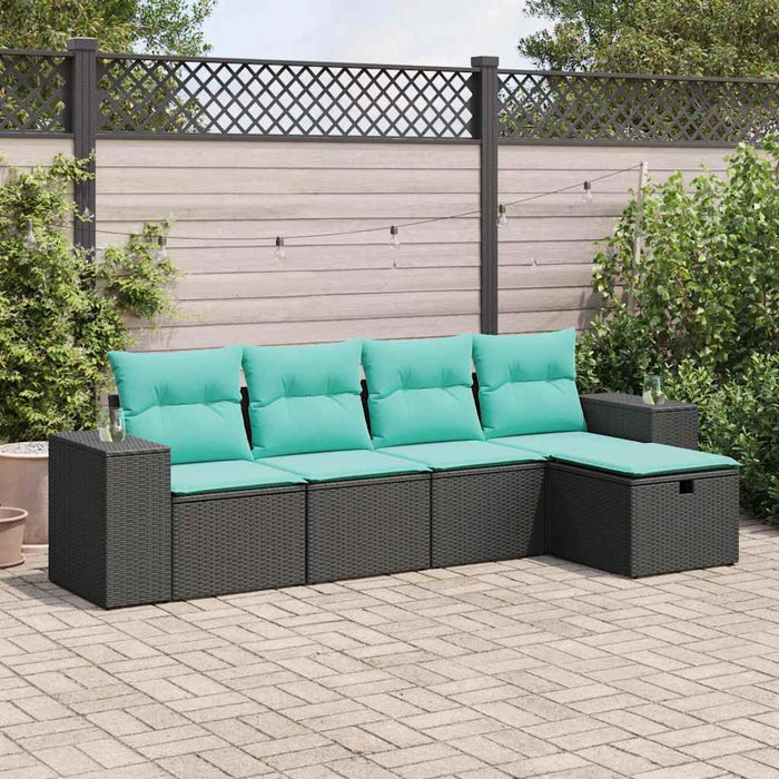 Set mobilier de grădină cu perne, 5 piese, negru, poliratan - WALTI WALTI