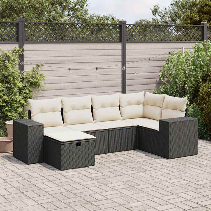 Set mobilier de grădină cu perne, 6 piese, negru, poliratan - WALTI WALTI
