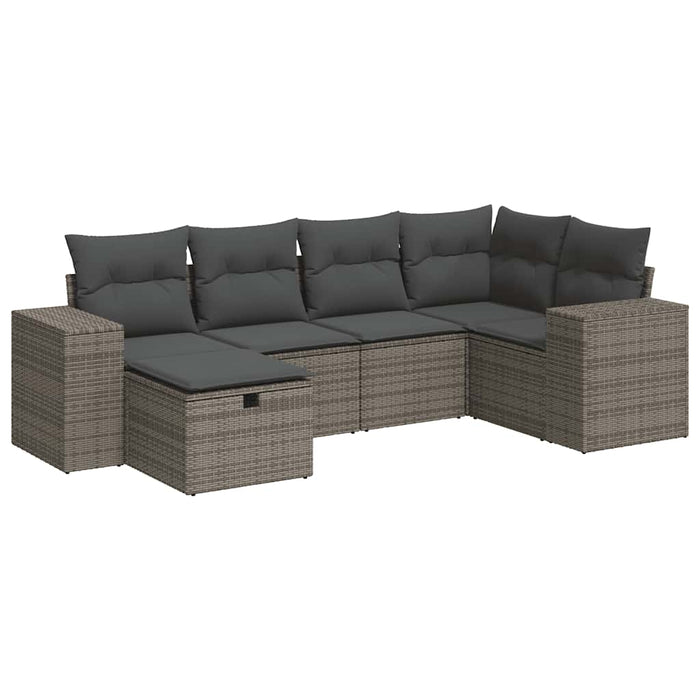 Set mobilier grădină cu perne, 6 piese, gri, poliratan - WALTI WALTI