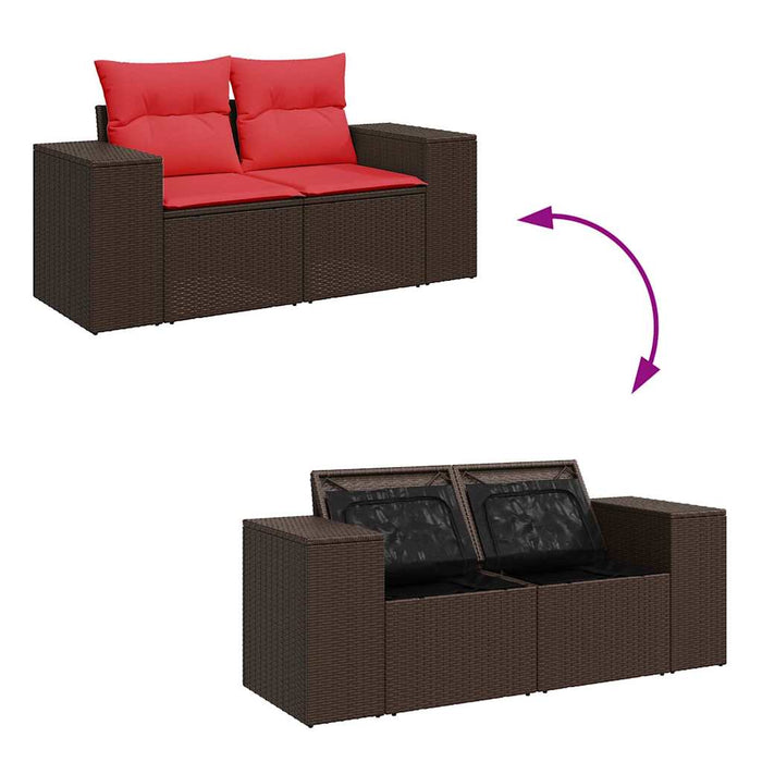Set canapele de grădină cu perne, 7 piese, maro, poliratan WALTI