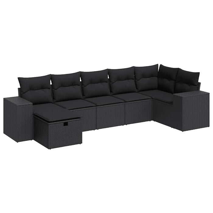 Set canapele de grădină cu perne, 7 piese, negru, poliratan - WALTI WALTI