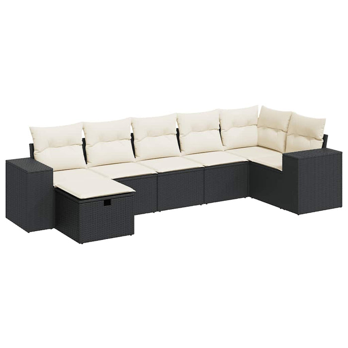 Set canapele de grădină cu perne, 7 piese, negru, poliratan - WALTI WALTI