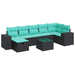 Set mobilier de grădină cu perne, 8 piese, negru, poliratan - WALTI WALTI