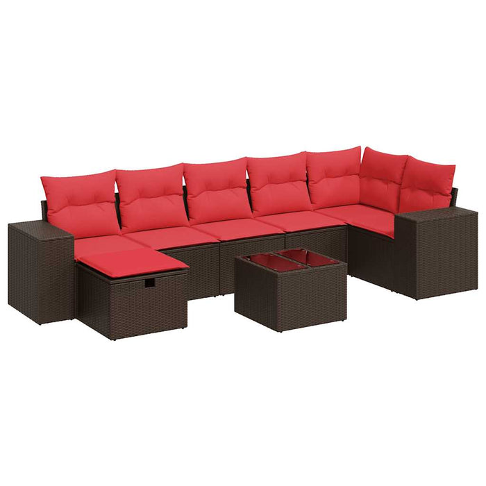 Set canapele de grădină cu perne, 8 piese, maro, poliratan WALTI