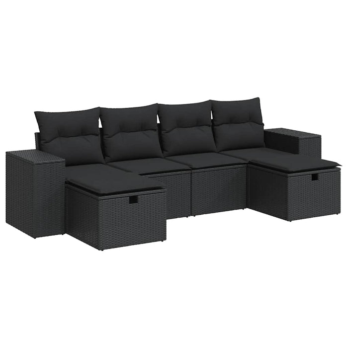 Set mobilier de grădină cu perne, 6 piese, negru, poliratan - WALTI WALTI