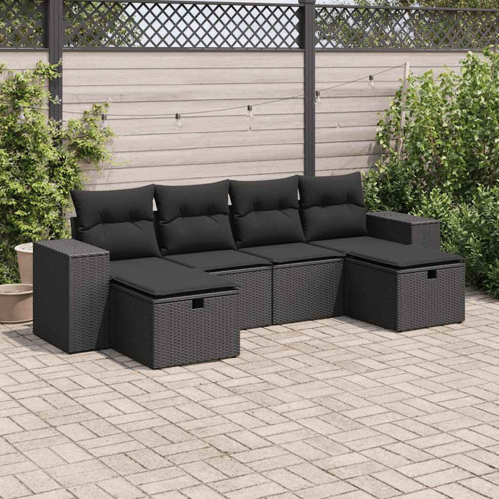 Set mobilier de grădină cu perne, 6 piese, negru, poliratan - WALTI WALTI