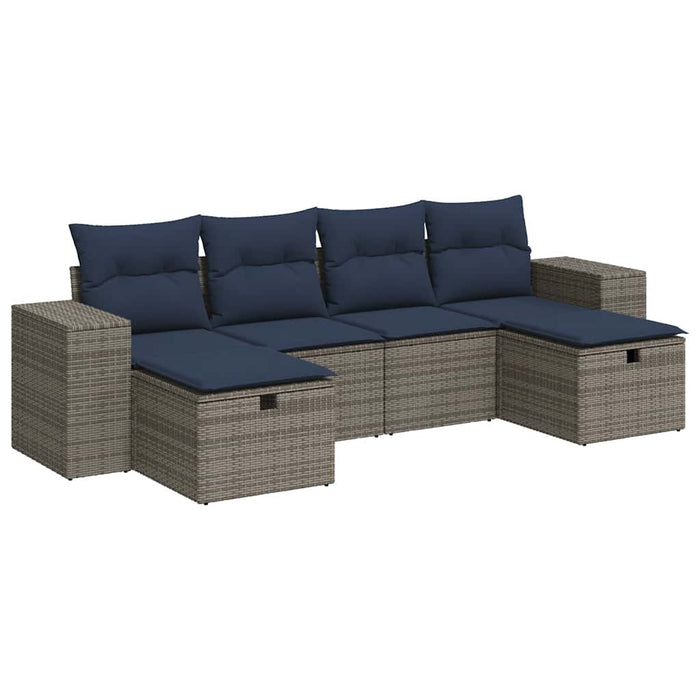 Set mobilier grădină cu perne, 6 piese, gri, poliratan - WALTI WALTI
