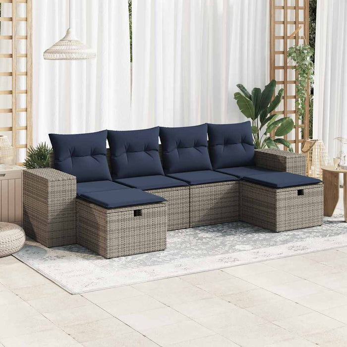 Set mobilier grădină cu perne, 6 piese, gri, poliratan - WALTI WALTI