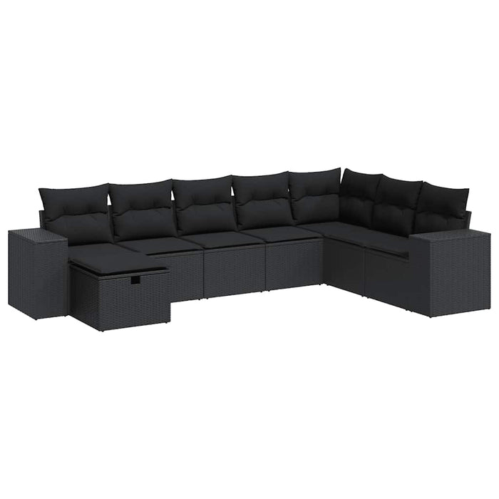 Set mobilier de grădină cu perne, 8 piese, negru, poliratan - WALTI WALTI