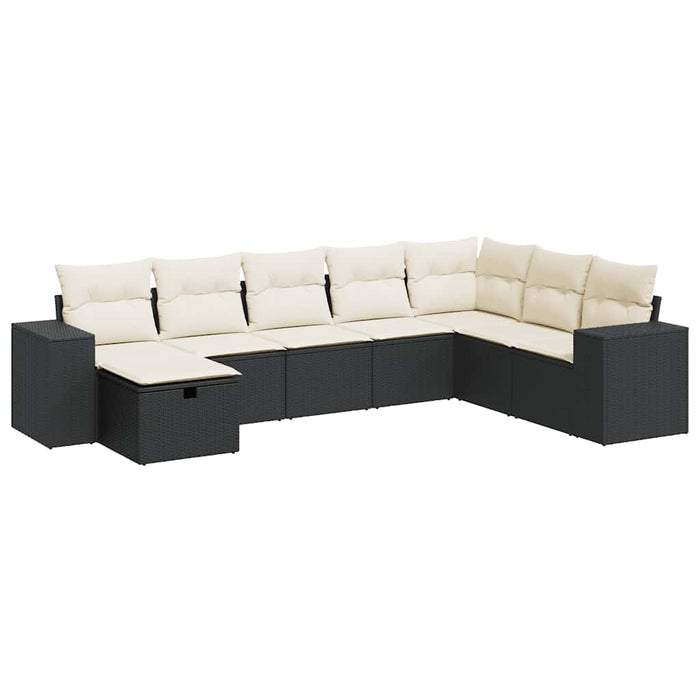 Set mobilier de grădină cu perne, 8 piese, negru, poliratan - WALTI WALTI
