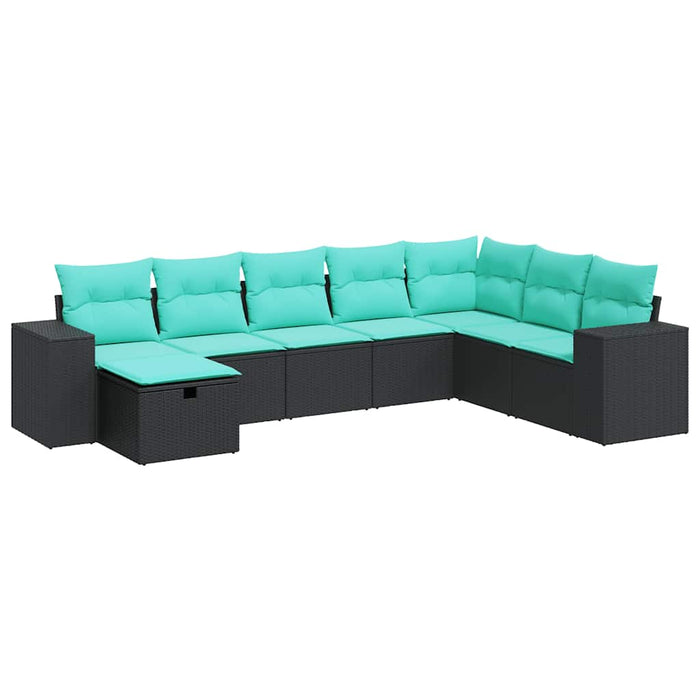 Set mobilier de grădină cu perne, 8 piese, negru, poliratan - WALTI WALTI