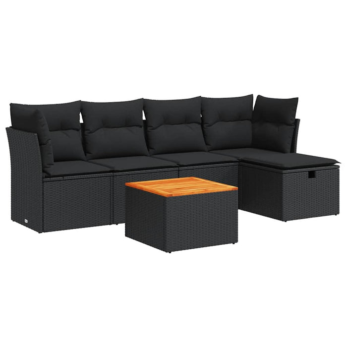 Set mobilier de grădină cu perne, 6 piese, negru, poliratan - WALTI WALTI