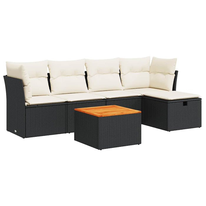 Set mobilier de grădină cu perne, 6 piese, negru, poliratan - WALTI WALTI