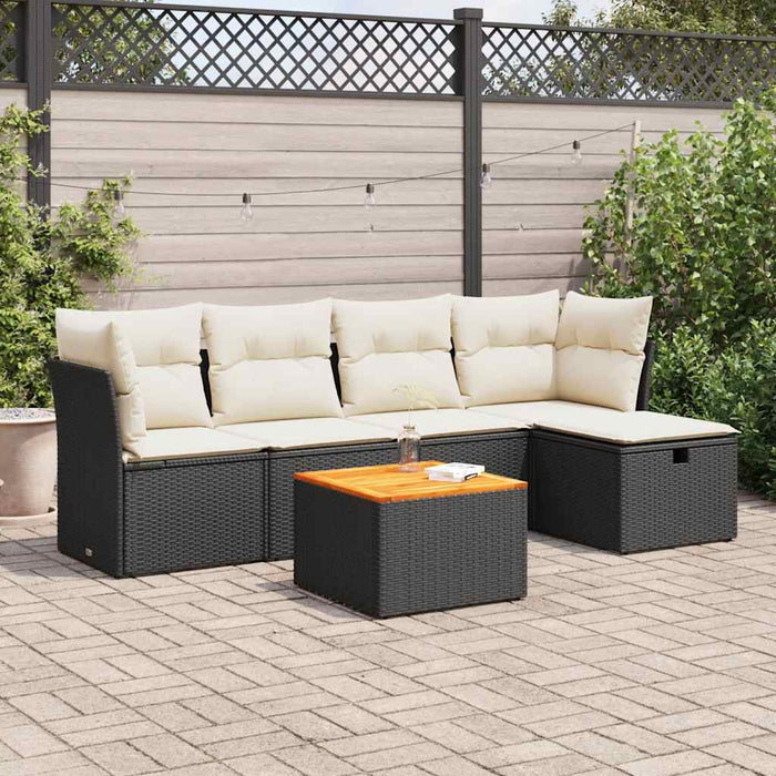 Set mobilier de grădină cu perne, 6 piese, negru, poliratan - WALTI WALTI