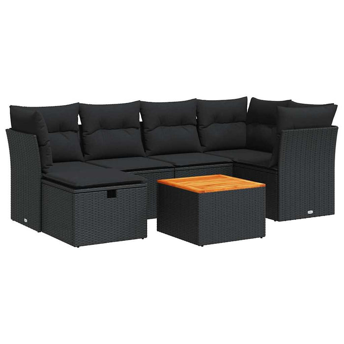 Set canapele de grădină cu perne, 7 piese, negru, poliratan - WALTI WALTI