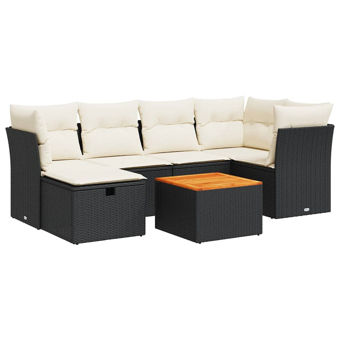 Set canapele de grădină cu perne, 7 piese, negru, poliratan - WALTI WALTI