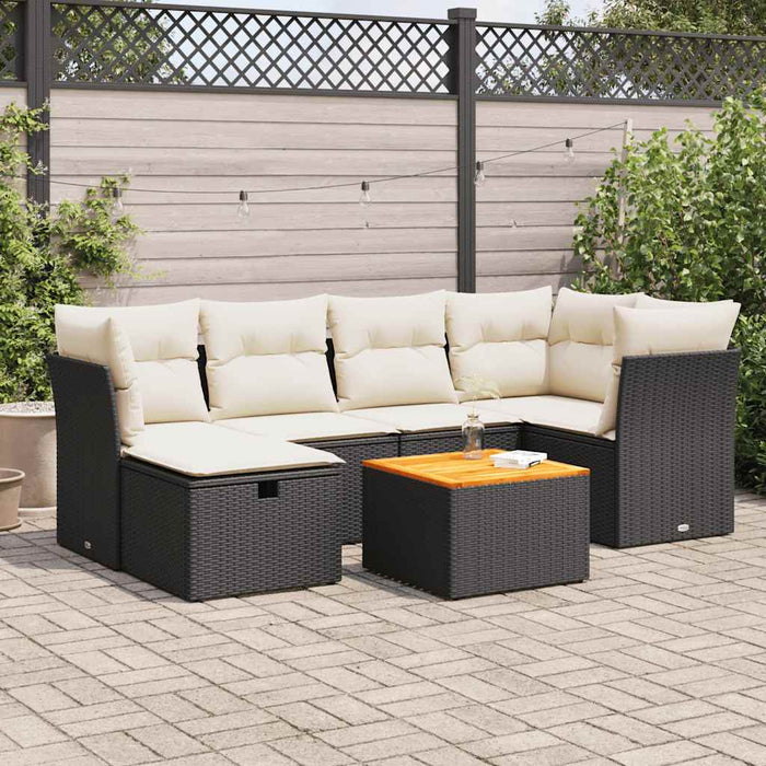 Set canapele de grădină cu perne, 7 piese, negru, poliratan - WALTI WALTI