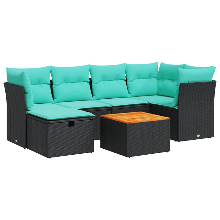 Set canapele de grădină cu perne, 7 piese, negru, poliratan - WALTI WALTI
