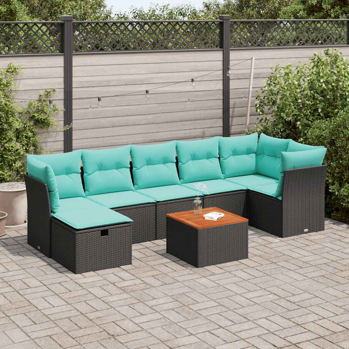 Set mobilier de grădină cu perne, 8 piese, negru, poliratan - WALTI WALTI