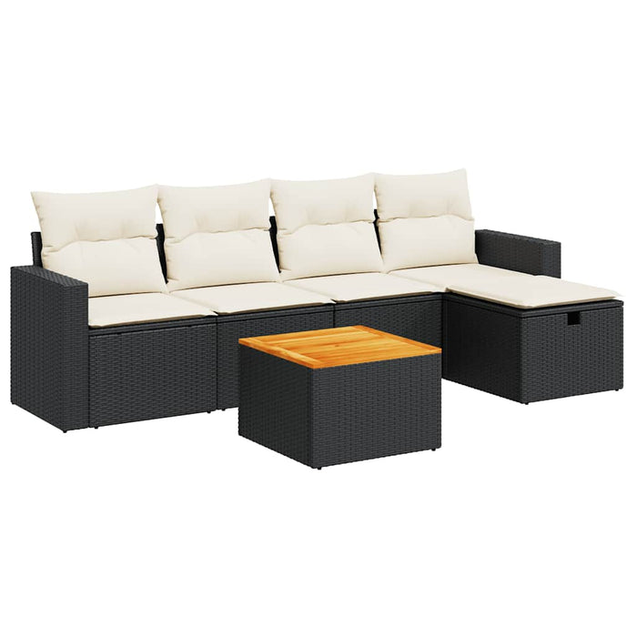 Set mobilier de grădină cu perne, 6 piese, negru, poliratan - WALTI WALTI