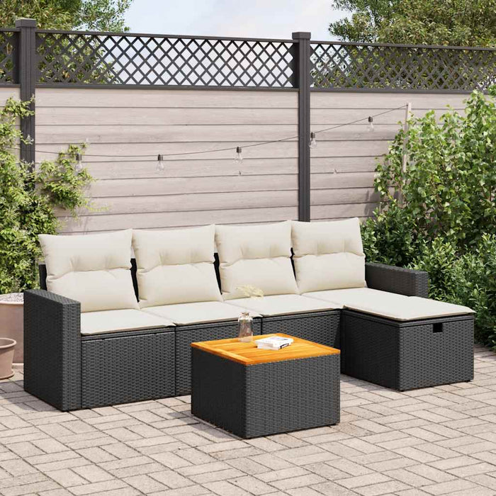 Set mobilier de grădină cu perne, 6 piese, negru, poliratan - WALTI WALTI